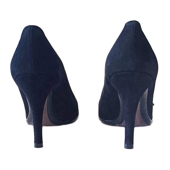 STUART Weitzman Classic Black Suede Pump Evening Neutral Heels Cocktail 9 Dressy - Picture 4 of 7